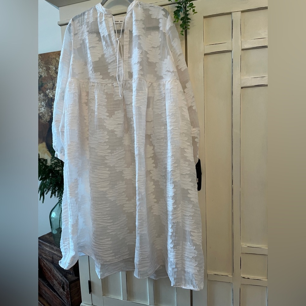 SAMSOE SAMSOE MYNTHE FLORAL JACQUARD LONG SLEEVE FLOWY DRESS XS GENEROUS - Picture 3 of 7